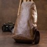 Коричневая мужская сумка-рюкзак вертикального типа из кожзама Vintage (20569) - 7