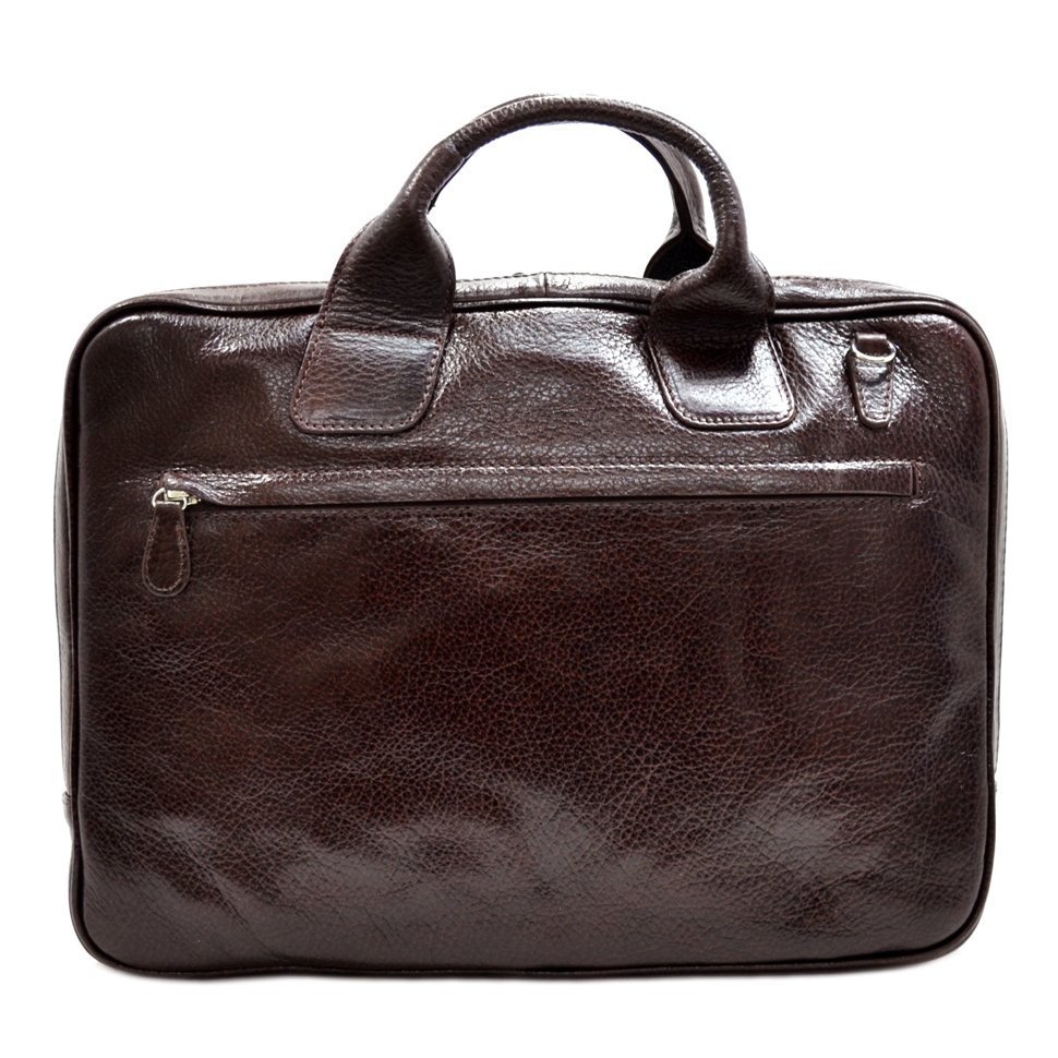 Коричневая кожаная сумка с ручками в деловом стиле - DESISAN (11592)