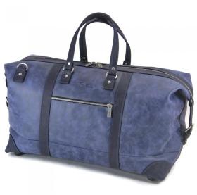 Дорожная сумка синего цвета из качественной кожи Tom Stone (12171)