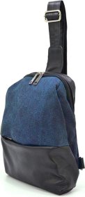 Мужская нагрудная сумка-слинг из натуральной кожи и текстиля TARWA (21695)