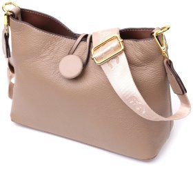 Женская сумка из натуральной кожи бежевого цвета с фиксацией на петельку Vintage 2422320