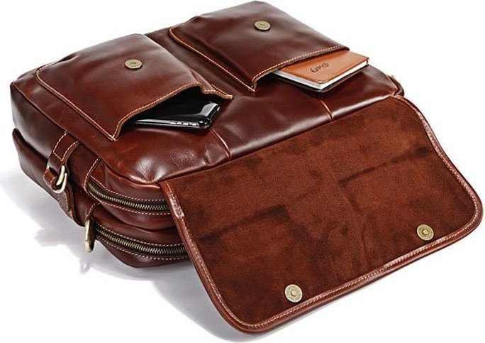 Вместительный кожаный портфель на два отделения VINTAGE STYLE (14209)
