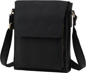 Классическая сумка-мессенджер из натуральной кожи черного цвета VINTAGE STYLE (14575)
