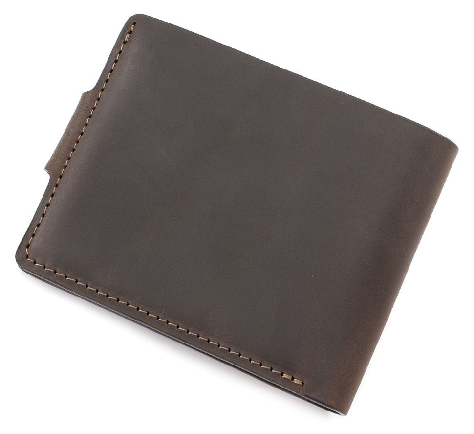 Классическое мужское портмоне из матовой кожи коричневого цвета Grande Pelle (13216)
