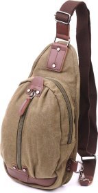 Оливковая мужская сумка-слинг через плечо из текстиля Vintage (2421254)