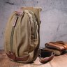 Оливковая мужская сумка-слинг через плечо из текстиля Vintage (2421254) - 6