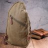 Оливковая мужская сумка-слинг через плечо из текстиля Vintage (2421254) - 7