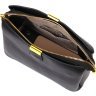 Женская сумка-кроссбоди на три отделения из натуральной кожи черного цвета Vintage (2422107) - 5