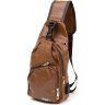 Практична чоловіча сумка-рюкзак через плече з рудого шкірозамінника Vintage (20570) - 1