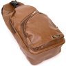 Практична чоловіча сумка-рюкзак через плече з рудого шкірозамінника Vintage (20570) - 5