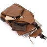 Практична чоловіча сумка-рюкзак через плече з рудого шкірозамінника Vintage (20570) - 6