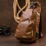 Практична чоловіча сумка-рюкзак через плече з рудого шкірозамінника Vintage (20570) - 7