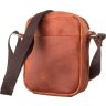 Маленькая мужская винтажная сумка из натуральной кожи коньячного цвета SHVIGEL (11132) - 2