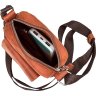 Маленькая мужская винтажная сумка из натуральной кожи коньячного цвета SHVIGEL (11132) - 4