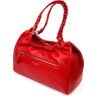 Большая горизонтальная женская сумка из натуральной красной кожи с ручками KARYA (2420843) - 2