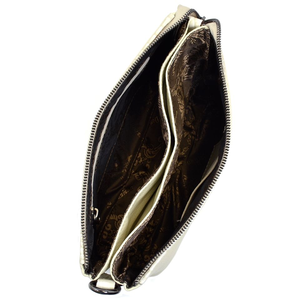 Светлая женская кожаная сумка на молнии Desisan (28306)