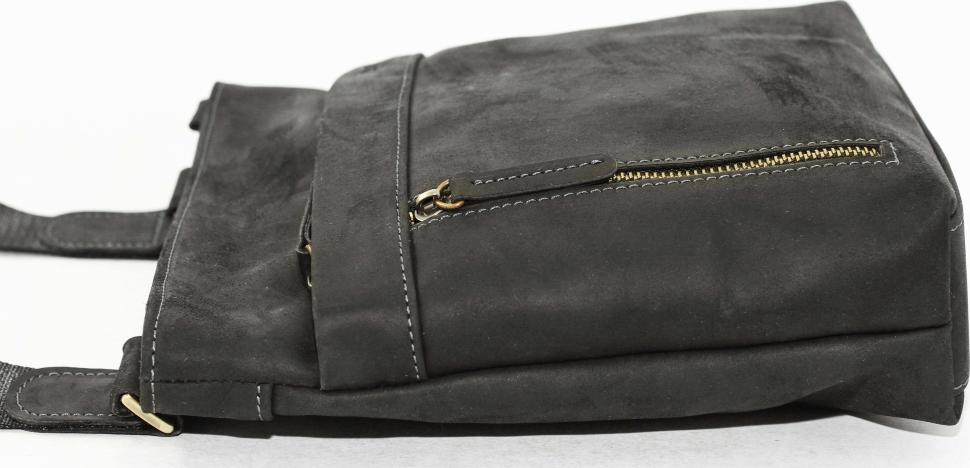 Мужская сумка черного цвета из винтажной матовой кожи VATTO (11898)