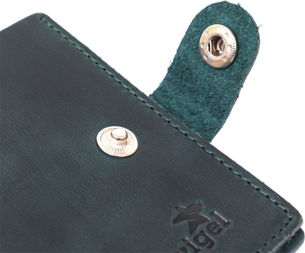 Зеленое мужское портмоне из натуральной матовой кожи без монетницы Shvigel (2416456)