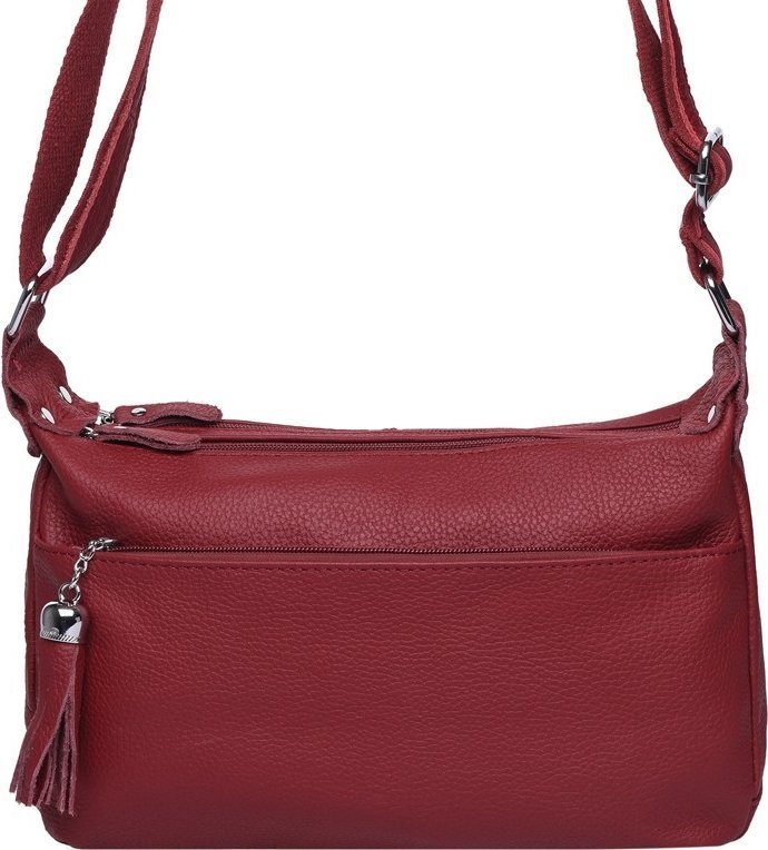 Женская кожаная сумка бордового цвета с одной лямкой Keizer (57157)