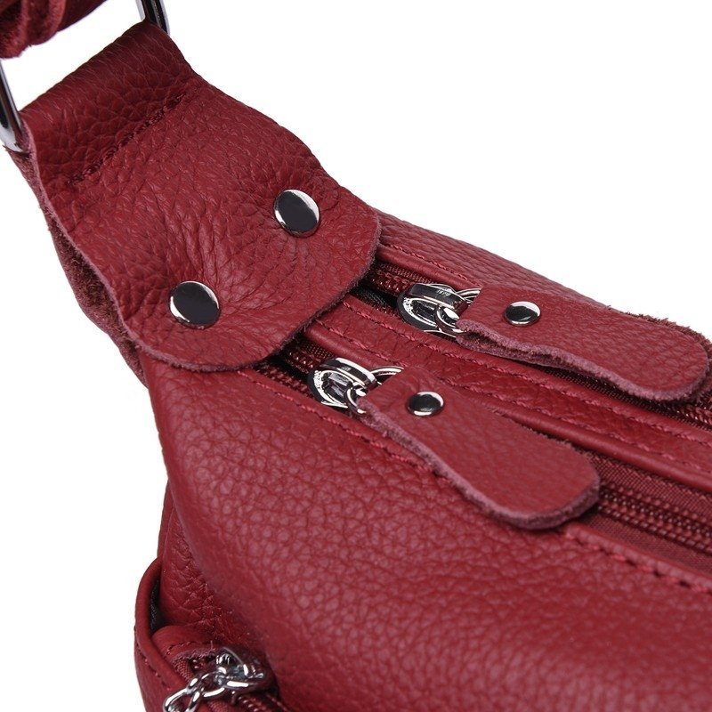 Женская кожаная сумка бордового цвета с одной лямкой Keizer (57157)