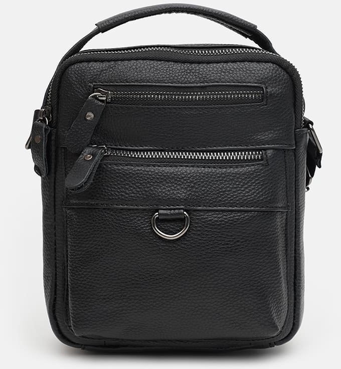 Мужская сумка-барсетка из натуральной кожи флотар черного цвета Keizer (22063)
