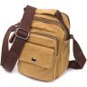 Маленькая мужская сумка-барсетка из плотного текстиля песочного цвета Vintage 2422222 - 1