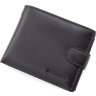 Функциональное мужское портмоне из зернистой кожи черного цвета на кнопке Marco Coverna (21595) - 1