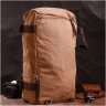 Просторный мужской рюкзак-трансформер из текстиля коричневого цвета Vintage 2422160 - 9