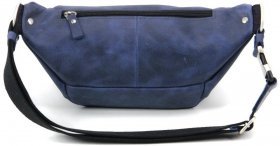 Синяя мужская поясная сумка из натуральной кожи на молнии Tom Stone (10922) - 2