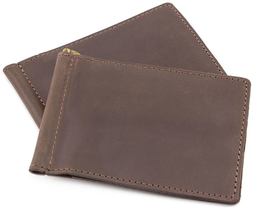 Винтажный темно-коричневый зажим для купюр и карточек ST Leather (16834)