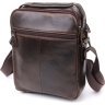 Практичная мужская сумка-барсетка из гладкой кожи темно-коричневого цвета Vintage (20824) - 2