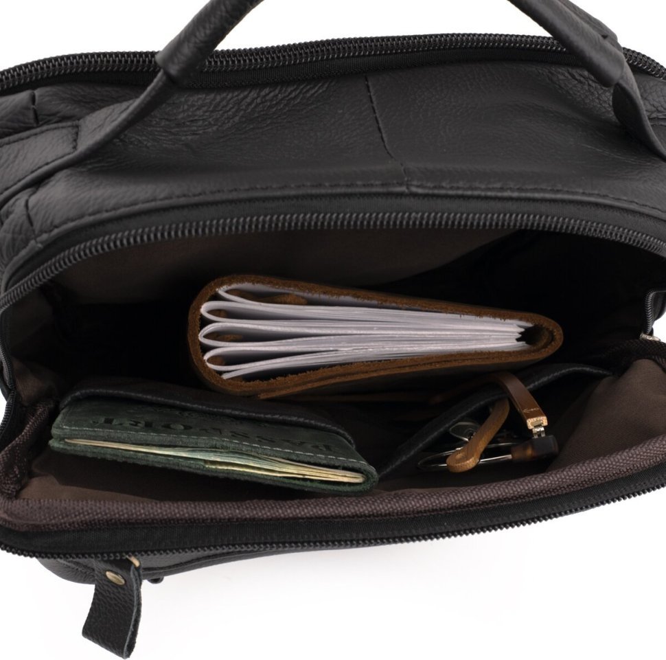 Вместительная кожаная сумка планшет на два отделения VINTAGE STYLE (14763)