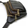 Коричневая сумка на пояс из натуральной кожи с золотистой фурнитурой TARWA (19659) - 4