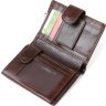 Коричневое мужское портмоне из гладкой кожи с хлястиком на кнопке Vintage (2414925) - 3