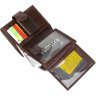 Коричневое мужское портмоне из гладкой кожи с хлястиком на кнопке Vintage (2414925) - 4
