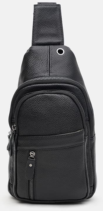 Мужской кожаный слинг-рюкзак классического дизайна с лямкой через плечо Borsa Leather (22094)