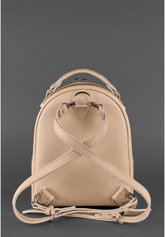 Женский мини-рюкзак из натуральной кожи светло-бежевого цвета BlankNote Kylie (12837)