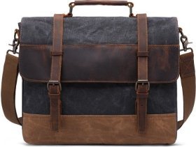 Текстильная сумка-портфель в темно-сером цвете Vintage (20060)