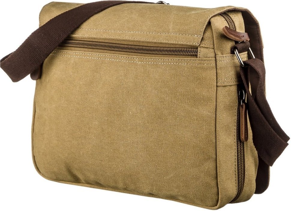 Наплечная текстильная сумка для ноутбука в цвете хаки Vintage (20188)