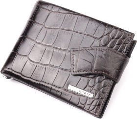 Стильный мужской кошелек из натуральной фактурной кожи под крокодила с зажимом для купюр KARYA (2421044)