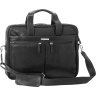 Мужская деловая сумка-портфель из натуральной кожи флотар черного цвета Vip Collection (21112) - 1