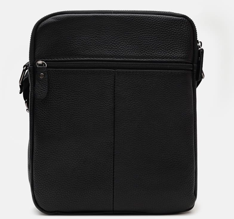 Компактная кожаная сумка на плечо из фактурной на две секции Keizer (21350)