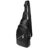 Мужской кожаная сумка-рюкзак через плечо из износостойкой кожи черного цвета Borsa Leather (19383) - 4