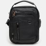 Гладкая мужская кожаная сумка-барсетка черного цвета на две молнии Keizer (22070) - 2