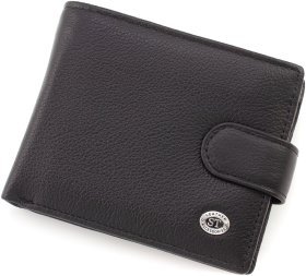 Мужское портмоне из натуральной кожи черного цвета с блоком под карты ST Leather 1767458
