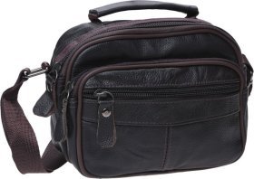 Маленькая темно-коричневая мужская сумка-барсетка из натуральной кожи Keizer (22066)