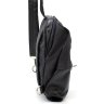 Добротная мужская сумка-слинг из натуральной кожи и текстиля в черно-коричневом цвете TARWA (21697) - 6