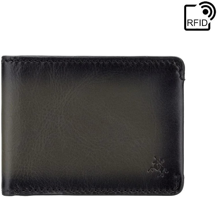 Кожаное мужское портмоне темно-серого цвета под купюры и карты - Visconti Vespa 69258