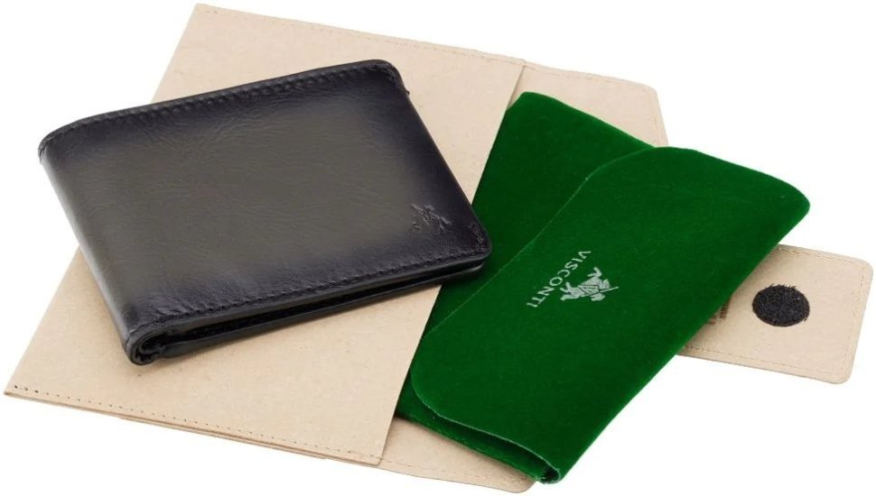 Кожаное мужское портмоне темно-серого цвета под купюры и карты - Visconti Vespa 69258