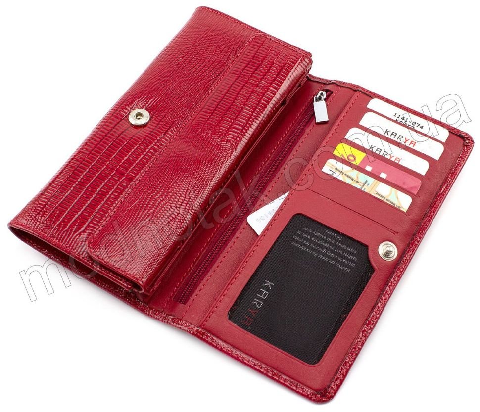 Лаковый красный кошелек большого размера KARYA (1141-074)